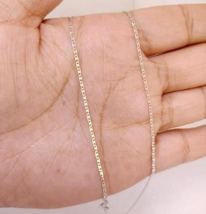 Imagem de Corrente Piastrine Maciça Em Ouro Branco 18k 45cm