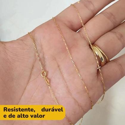 Imagem de Corrente Pingente Estrela de Davi Ouro 18k Tijolinho Fina Cordão Colar Masculino Feminino