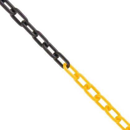 Imagem de Corrente Plástica, Preto e Amarelo Elo 37 x 20 x 5 mm com 10 Metros