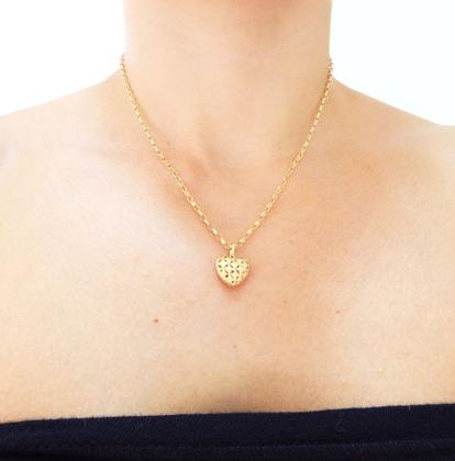 Imagem de Corrente Portuguesa Com Pingente Coração Fosco Rendado Ouro 18k 50 cm