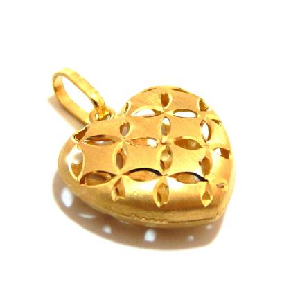 Imagem de Corrente Portuguesa Com Pingente Coração Fosco Rendado Ouro 18k 50 cm