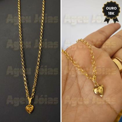 Imagem de Corrente Portuguesa com Pingente Coração Ouro 18k Joia em Ouro