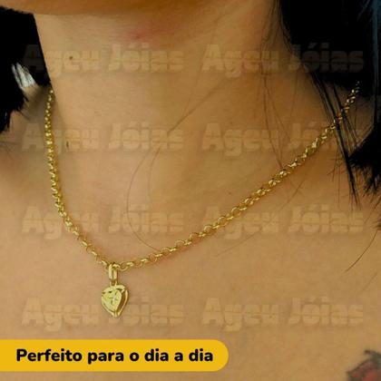 Imagem de Corrente Portuguesa com Pingente Coração Ouro 18k Joia em Ouro
