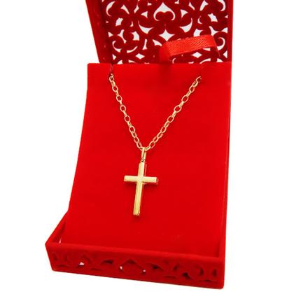 Imagem de Corrente Portuguesa Com Pingente Cruz Grande Em Ouro 18k 50 cm