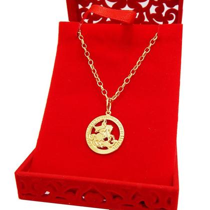 Imagem de Corrente Portuguesa Com Pingente São Jorge Em Ouro 18k