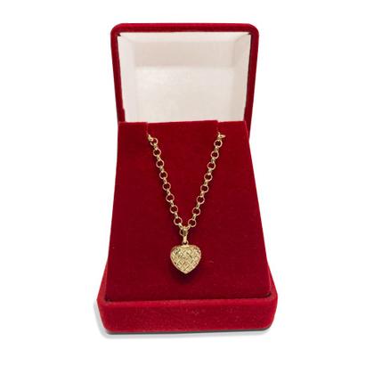 Imagem de Corrente Portuguesa de Ouro 18k 40cm com Pingente Coração Trabalhado Colar Cordão Gargantilha Feminina