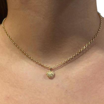 Imagem de Corrente Portuguesa de Ouro 18k 40cm com Pingente Coração Trabalhado Colar Cordão Gargantilha Feminina