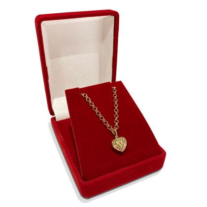 Imagem de Corrente Portuguesa de Ouro 18k 40cm com Pingente Coração Trabalhado Colar Cordão Gargantilha Feminina