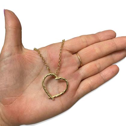 Imagem de Corrente Portuguesa Em Ouro 18k 40cm Com Pingente Coração Colar Cordão Gargantilha Elo Português