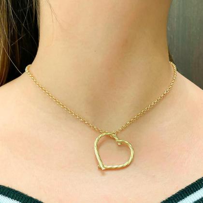 Imagem de Corrente Portuguesa Em Ouro 18k 40cm Com Pingente Coração Colar Cordão Gargantilha Elo Português