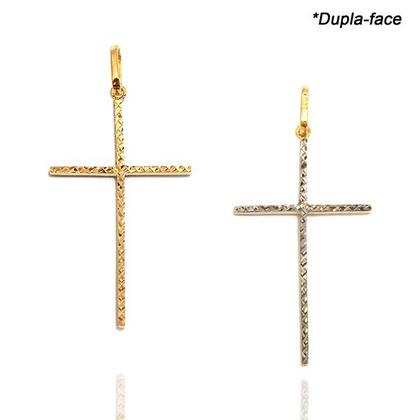 Imagem de Corrente Portuguesa + Pingente Cruz Palito Grande Ouro 18k