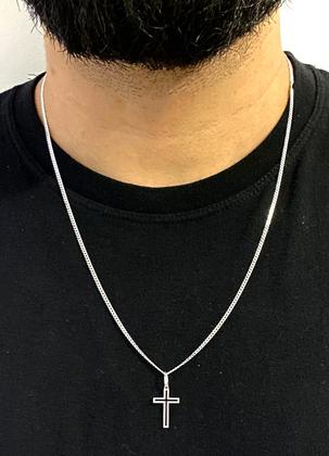 Imagem de Corrente Prata 925 Grumet 70cm Italiana Pingente Crucifixo