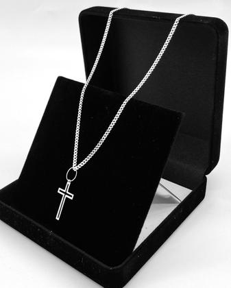 Imagem de Corrente Prata 925 Grumet 70cm Italiana Pingente Crucifixo