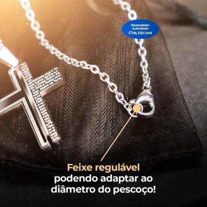 Imagem de Corrente Prata Fina  Masculina crucifixo pai nosso pingente  saquinho CCPN3 - Orizom