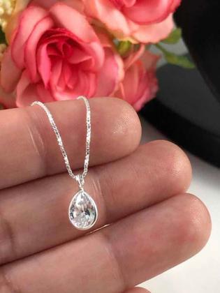 Imagem de Corrente Prata Maciça 925 Ping Ponto Luz Gota 40cm