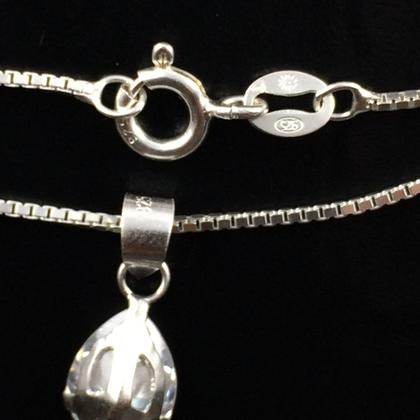 Imagem de Corrente Prata Maciça 925 Pingente Ponto Luz 45 Cm
