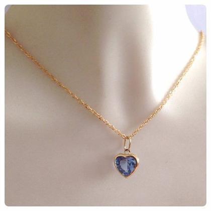 Imagem de Corrente Singapura 40cm Pingente Coração Azul Aquamarine Ouro 18k 750