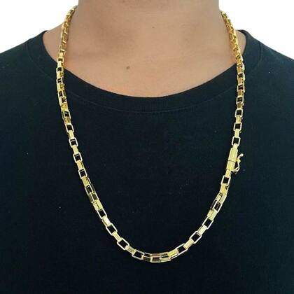 Imagem de Corrente Tijolinho 6mm Luxo Banhado a Ouro 18k