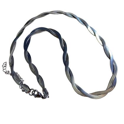 Imagem de Corrente Trançada Prateada com 2 Fios em Aço Inox