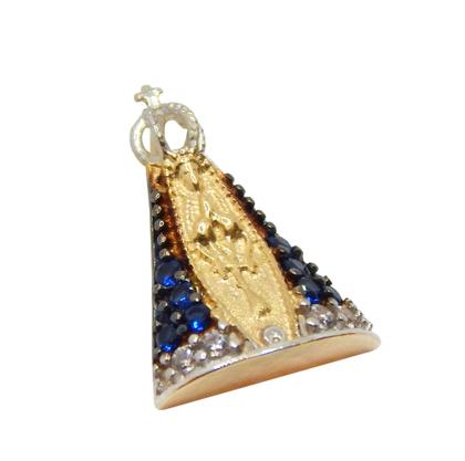 Imagem de Corrente Veneziana + Pingente Nossa Senhora Zircônias 12mm Em Ouro 18k 60 cm