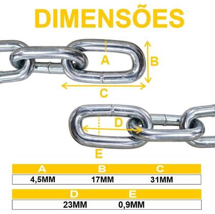 Imagem de Corrente zincada soldada 4,5mm Elo Curto - 20 metros