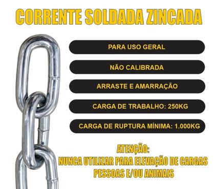 Imagem de Corrente zincada soldada 4,5mm Elo Curto - 20 metros