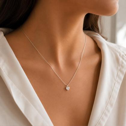 Imagem de Correntinha Feminina 45cm Com Pingente Coração Prata 925