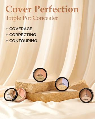 Imagem de Corretivo THESAEM Cover Perfection Triple Pot 04 Tone Up Beige