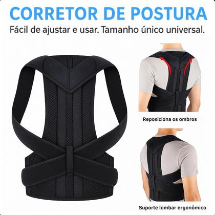 Imagem de Corretor Postura Feminino Masculino Colete Alinhador Coluna