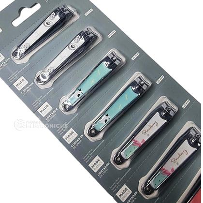 Imagem de Cortador Alicate De Unha Grande Com Lixa Profissional Estampado Inox Ponta Curva LKS9140