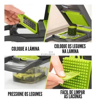 Imagem de Cortador Alimentos Ralador Para Cozinha 16 em 1 Inox Maxmulti Verde
