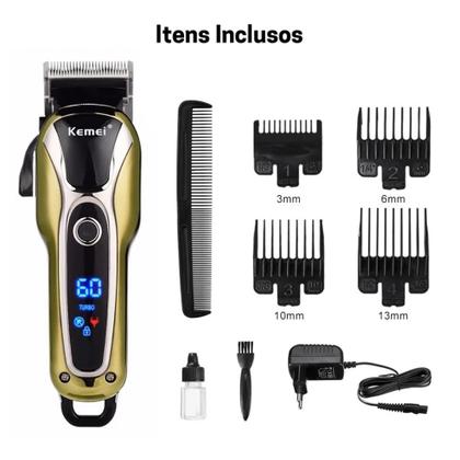 Imagem de Cortador de Cabelo Maquina de Cortar Turbo Profissional Sem Fio Kemei KM-1990