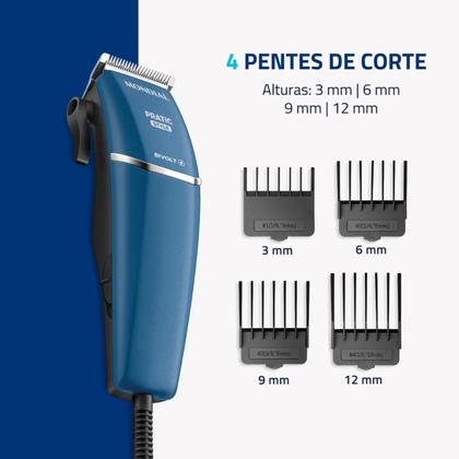 Imagem de Cortador De Cabelo Mondial Semi - Profissional Bivolt Pratic Style Azul - CR-10-BI