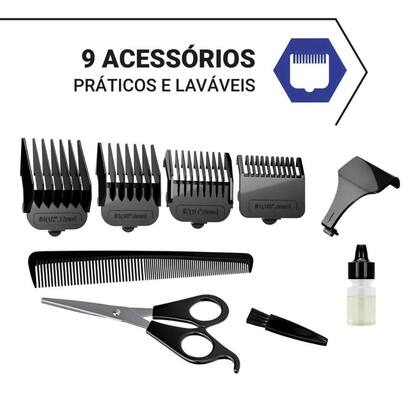 Imagem de Cortador de Cabelos Philco com 9 Acessorios e 4 Pentes 127V