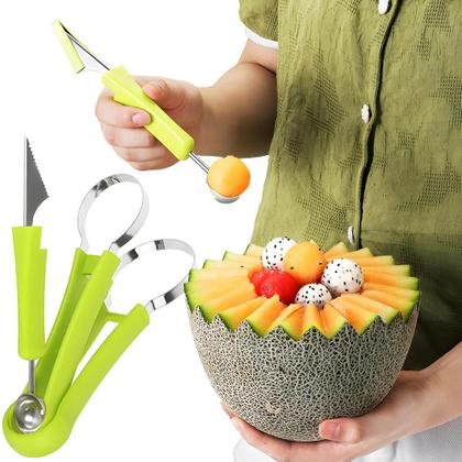 Imagem de Cortador De Fruta Boleador De Frutas Esculpir Decorador De Legumes Fatiador Alimentos Cozinha Inox