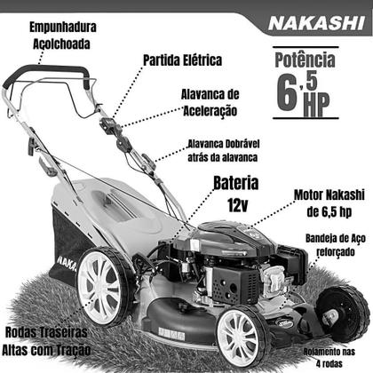 Imagem de Cortador de Grama Nakashi LR225TE a Gasolina - 6,5 HP