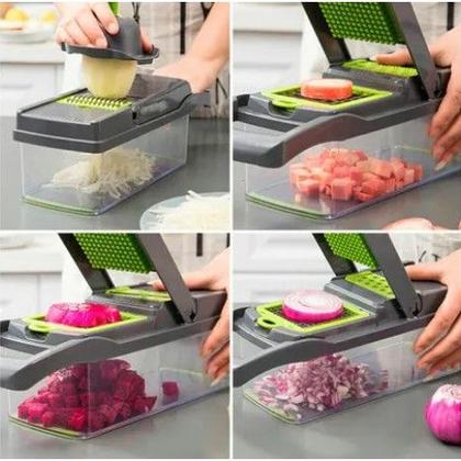 Imagem de Cortador De Legumes Verduras Multifuncional Fatiador Picador Nicer 14 Em 1