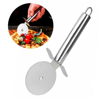 Imagem de Cortador de Pizza Inox 19 cm Roda Giratória Cozinha Cabo Ergonomico