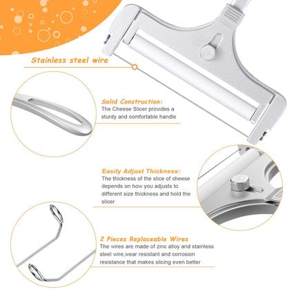 Imagem de Cortador de queijo Patelai Heavy em aço inoxidável com 2 fios