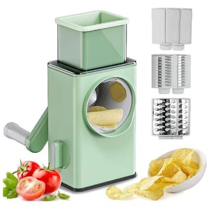 Imagem de Cortador Fatiador Ralador Frutas Legumes Verduras Queijos Carne Manual Rotativo Multifuncional Cozinha