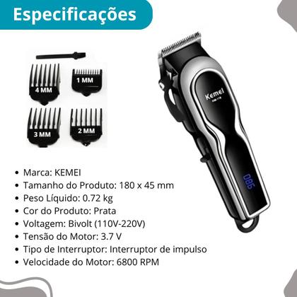 Imagem de Cortador Kemei Km-119 Profissional Digital Alta Precisão