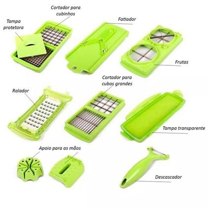 Imagem de Cortador Legumes Fatiador Picador Alimentos Inox Manual 11 em 1