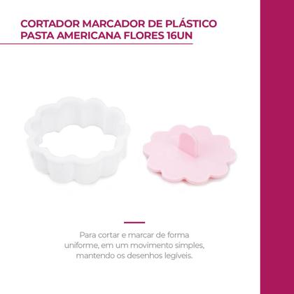 Imagem de Cortador Marcador Formato de Flores para decorar Biscoitos Bolos e Pasta Americana 16Un