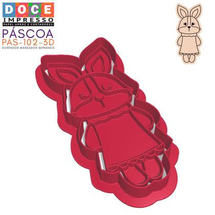 Imagem de Cortador Marcador Menina Coelho Páscoa Cute Vestido