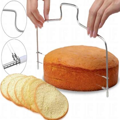 Imagem de Cortador Nivelador Fatiador De Bolo Fio Duplo Ajustável Inox