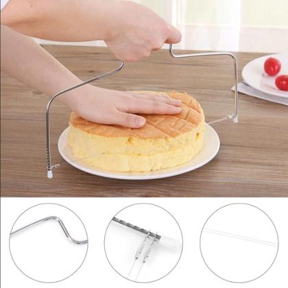 Imagem de Cortador Nivelador Fatiador De Bolo Fio Duplo Ajustável Inox