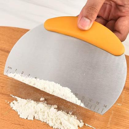 Imagem de Cortador Pizza Manual Espatula Misturador Massas Paes Tortas Verdura Em Inox Com Regua Medidas Professional