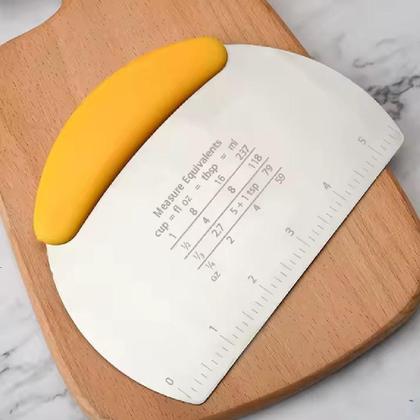 Imagem de Cortador Pizza Manual Espatula Misturador Massas Paes Tortas Verdura Em Inox Com Regua Medidas Professional