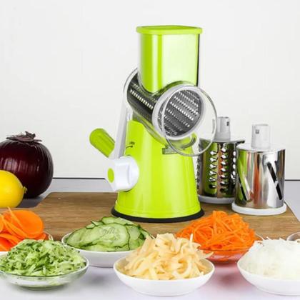 Imagem de Cortador Ralador Legumes Verduras Processador Moedor Frios Queijos 3 Laminas Fatiador Picador Manual Multifuncional