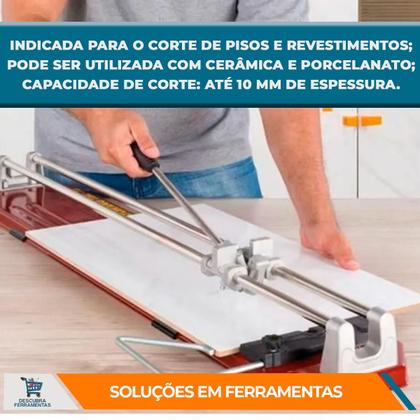 Imagem de Cortador Riscadeira de Pisos Cortag Tec 50 ou Tec 75 Tipo Manual Espessura do Corte 10mm Com Rodel Para Azulejos Porcelanato e Cerâmica Profissional